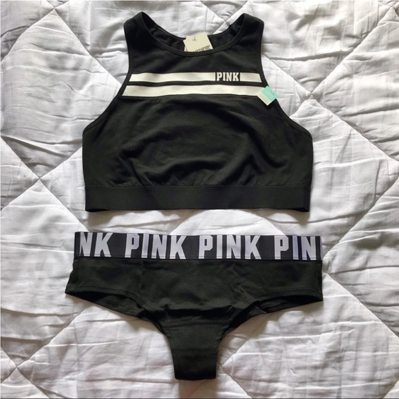 Vs Pink Racerback Sports Bra & Panty Set - Picture 2 of 3